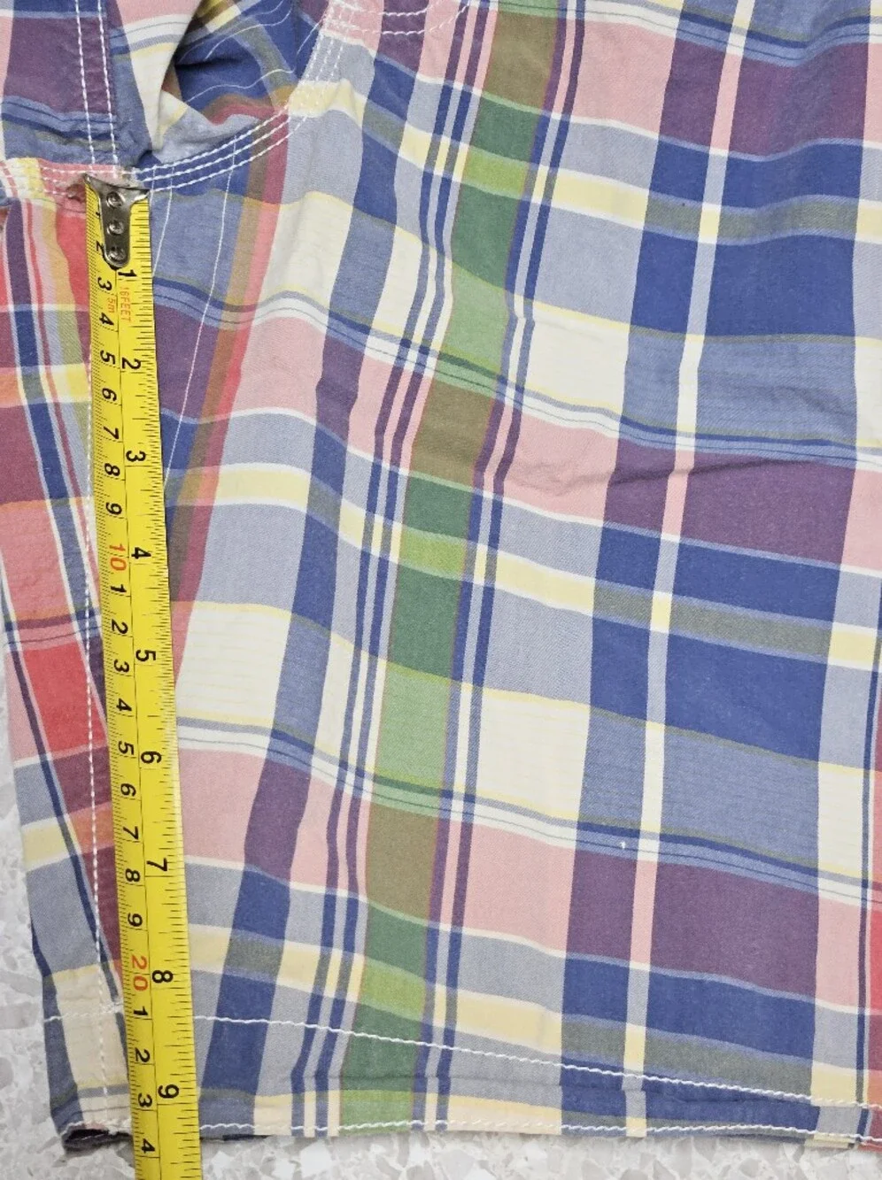 Old Navy Mens Plaid Madras Swim Trunks Board Shorts Size L Mesh Lined Nantucket